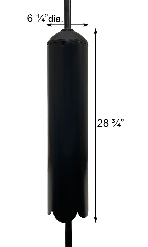 Erva Domed Top Pole Mounted Raccoon Baffle, Black, 6.25" dia