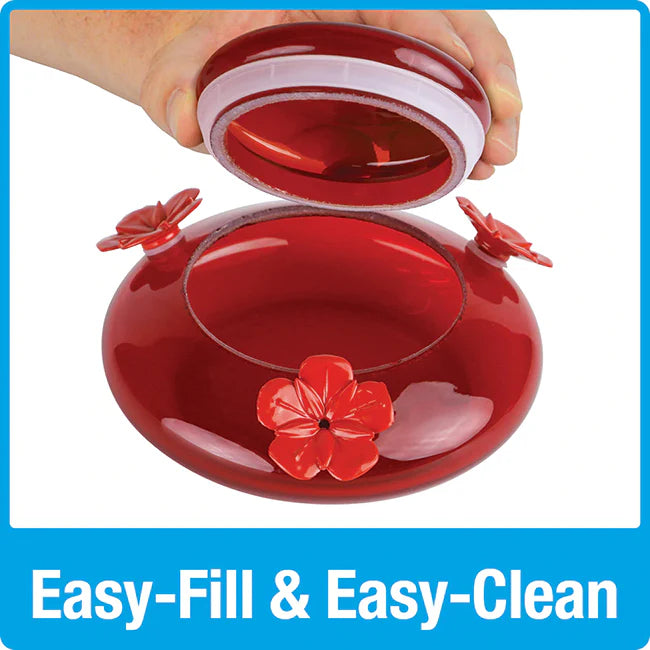 Nature's Way Modern Saucer Hummingbird Feeder, Red, 16 oz.