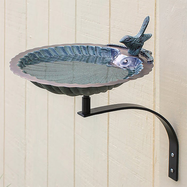 Achla Scalloped Shell Bird Bath with Wall Bracket