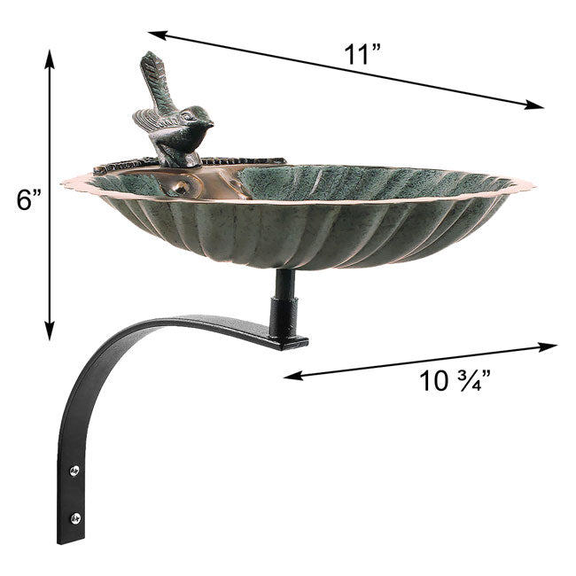 Achla Scalloped Shell Bird Bath with Wall Bracket