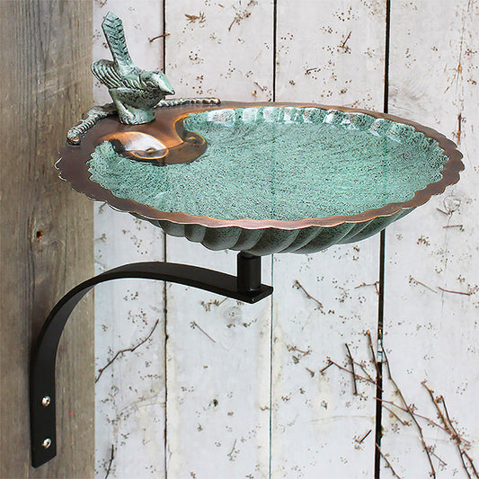 Achla Scalloped Shell Bird Bath with Wall Bracket