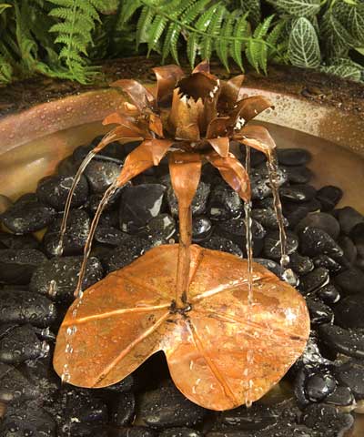 Ancient Graffiti Copper Lotus Dripper Fountain