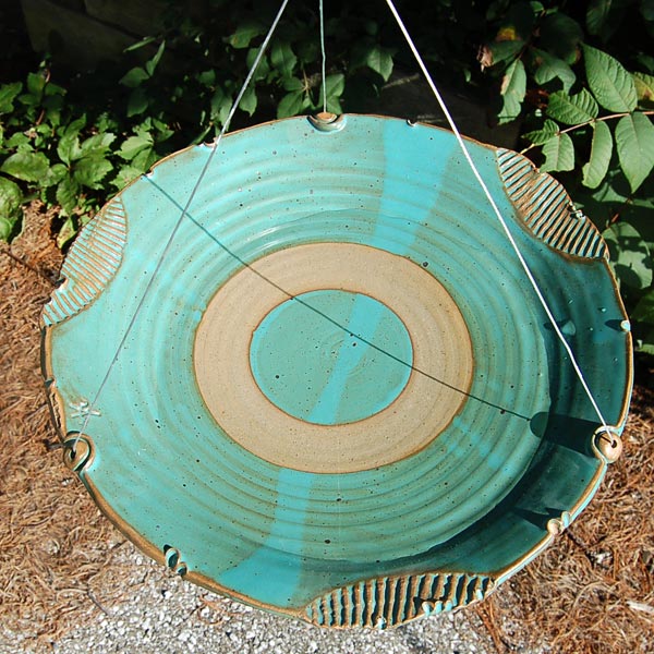 Anthony Stoneware Ceramic Bird Bath, Large, Teal