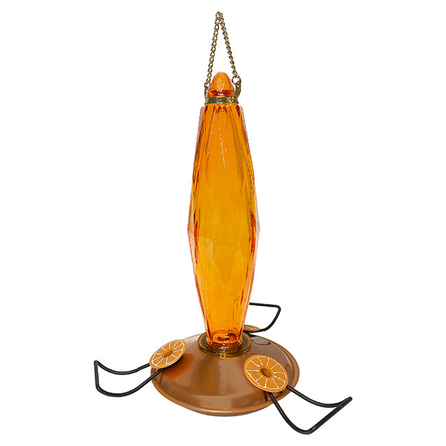 Oriole Feeder Cut Glass Amber