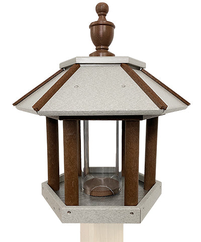 Amish Made Recycled Plastic Gazebo Bird Feeder, Brown & Gray