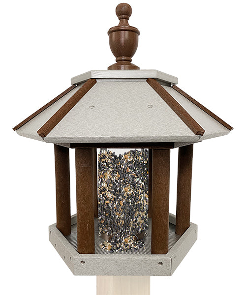 Amish Made Recycled Plastic Gazebo Bird Feeder, Brown & Gray