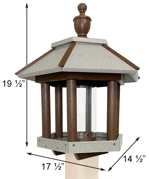 Amish Made Recycled Plastic Gazebo Bird Feeder, Brown & Gray