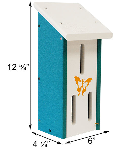 Amish Made Recycled Plastic Butterfly House, White and Teal