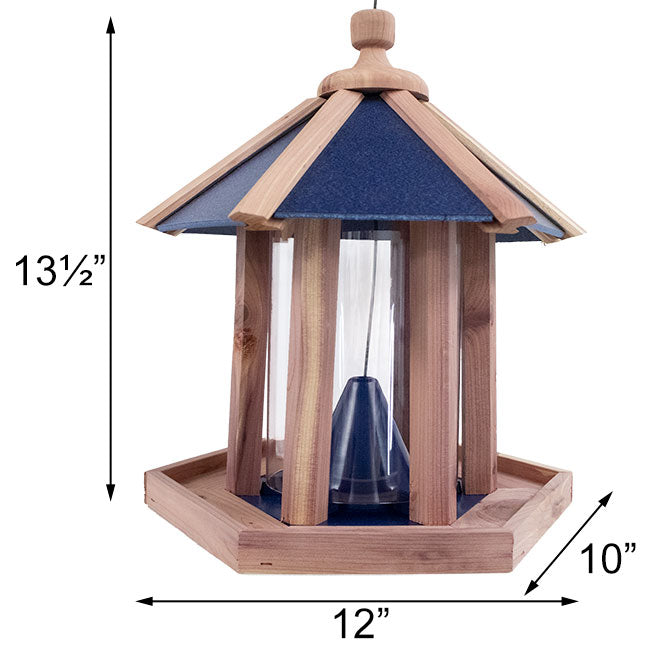 Amish Made Cedar & Recycled Plastic Gazebo Feeder, Blue