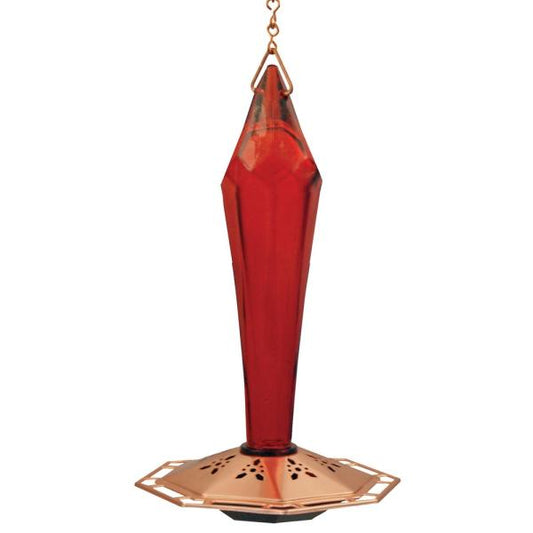 Faceted Ruby Glass Hummingbird Feeder